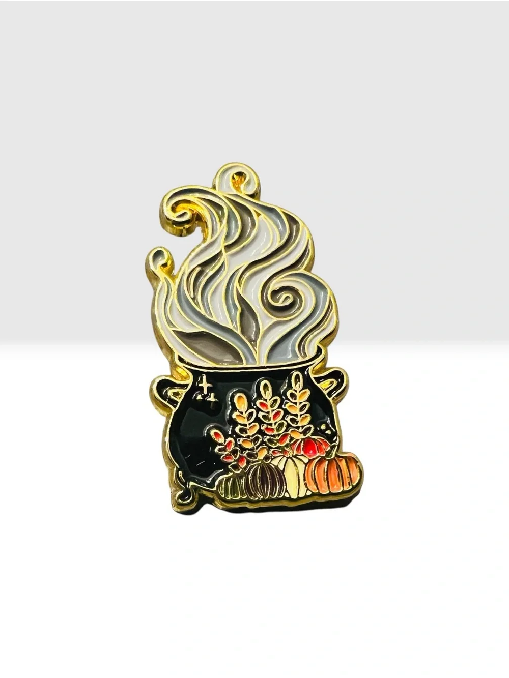 Gold-Tone Black Cauldron Pin